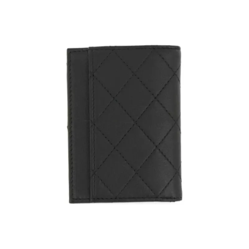 CHANEL So Black Calfskin Wallet Coin Purse Women's Black-2