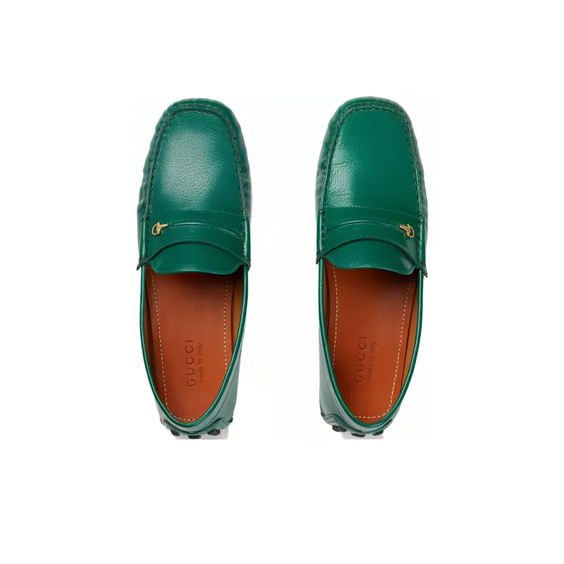 GUCCI Driver Loafer 'Horsebit Green'-3