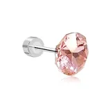 Huazi Stud Earrings 8mm-Light Rose Red