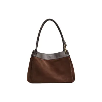 Bottega Veneta Suede Shoulder Bag Women's Brown & Gray