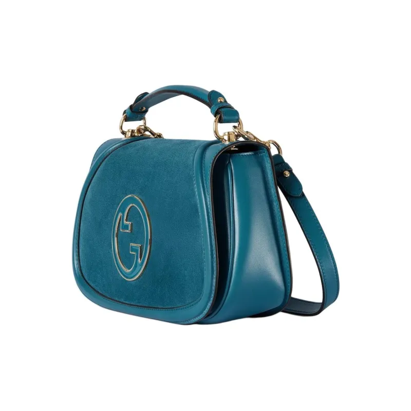 GUCCI Blondie Suede Shoulder Bag Crossbody Bag Handbag Medium Size Women's Blue-1