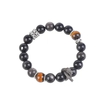 Stone On The Line Obsidian Bracelets Unisex