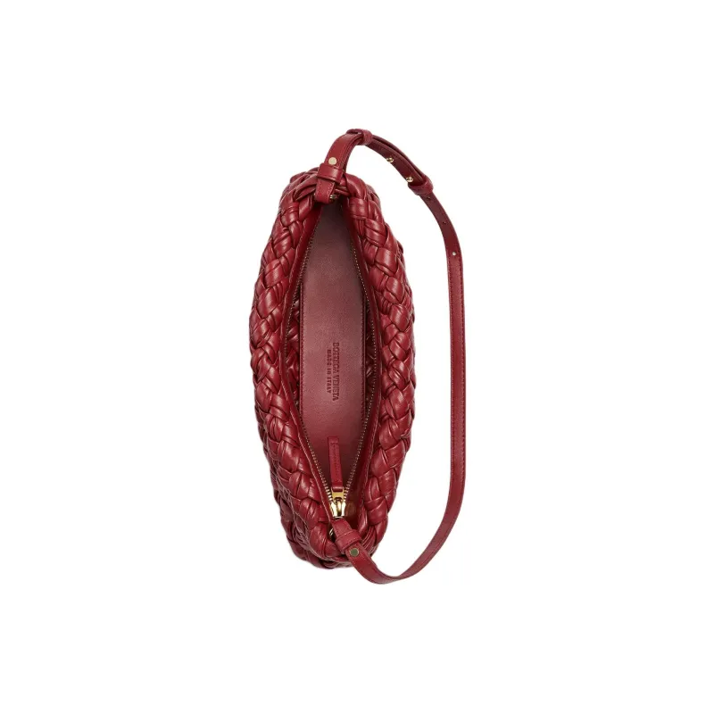 Bottega Veneta Calfskin Shoulder Bag Women's Red Wood Color-2
