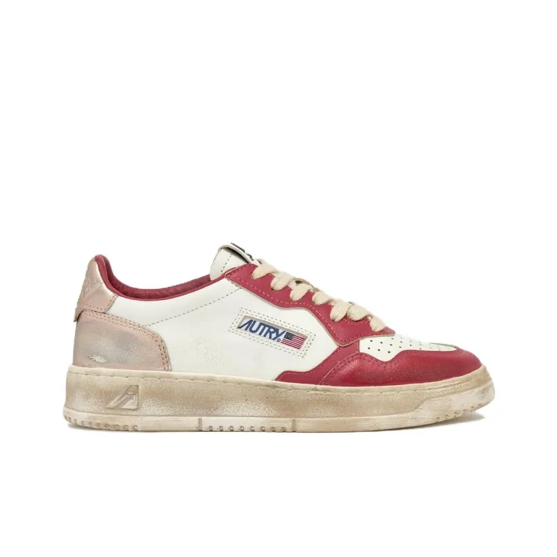 AUTRY BASKETS MEDALIST Anti Slip Wear Resistant Low Top Skateboard Shoes Women's White Red-1