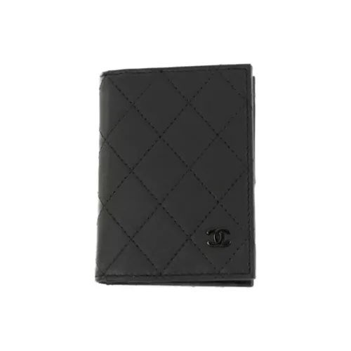 CHANEL Calfskin Wallet Coin Purse Women's Black