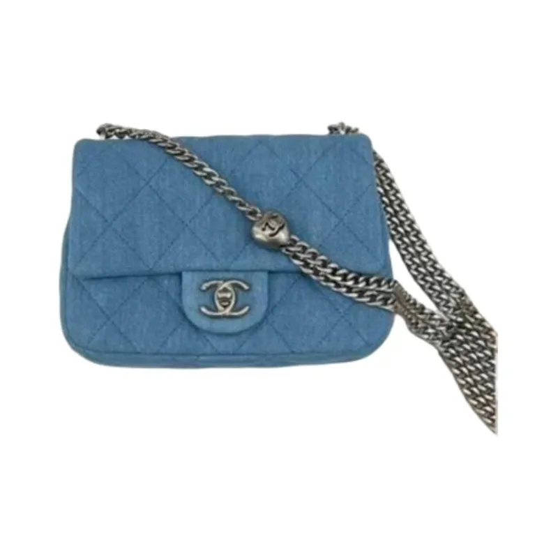 CHANEL Denim Chain Bag, Crossbody Bag, Shoulder Bag Mini Women's Blue-1