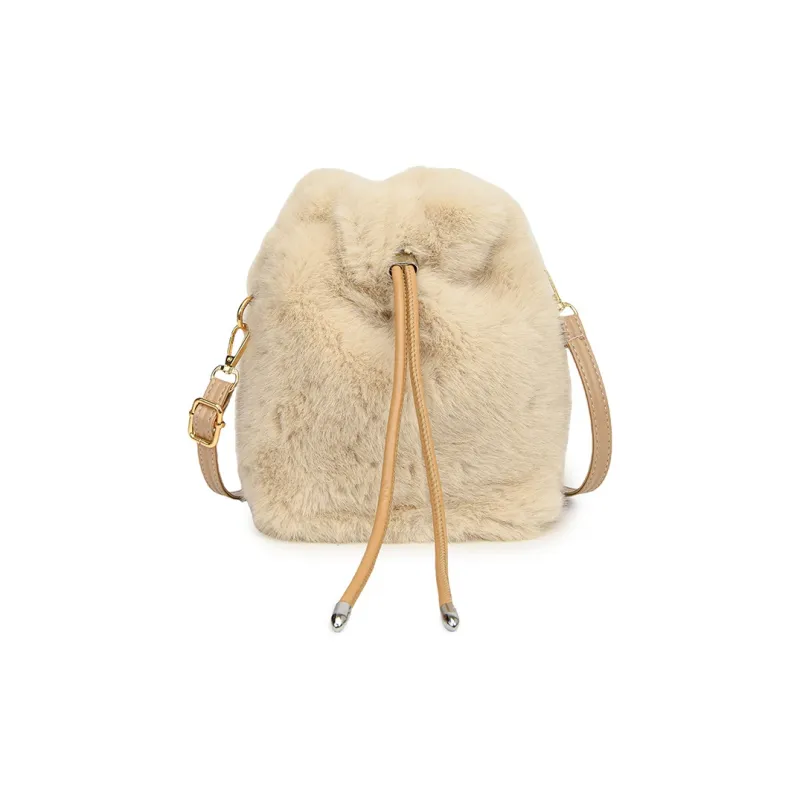 LUVISTRUE Fuzzy Fabric Shoulder Bag Crossbody Bag Women's Dark Khaki/Light Khaki/White/Pink-7