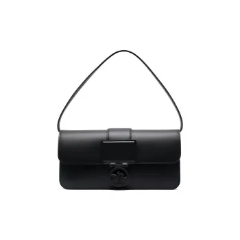 LONGCHAMP BOX TROT Calfskin Baguette Bag One Shoulder Handbag Medium Size Women's Black