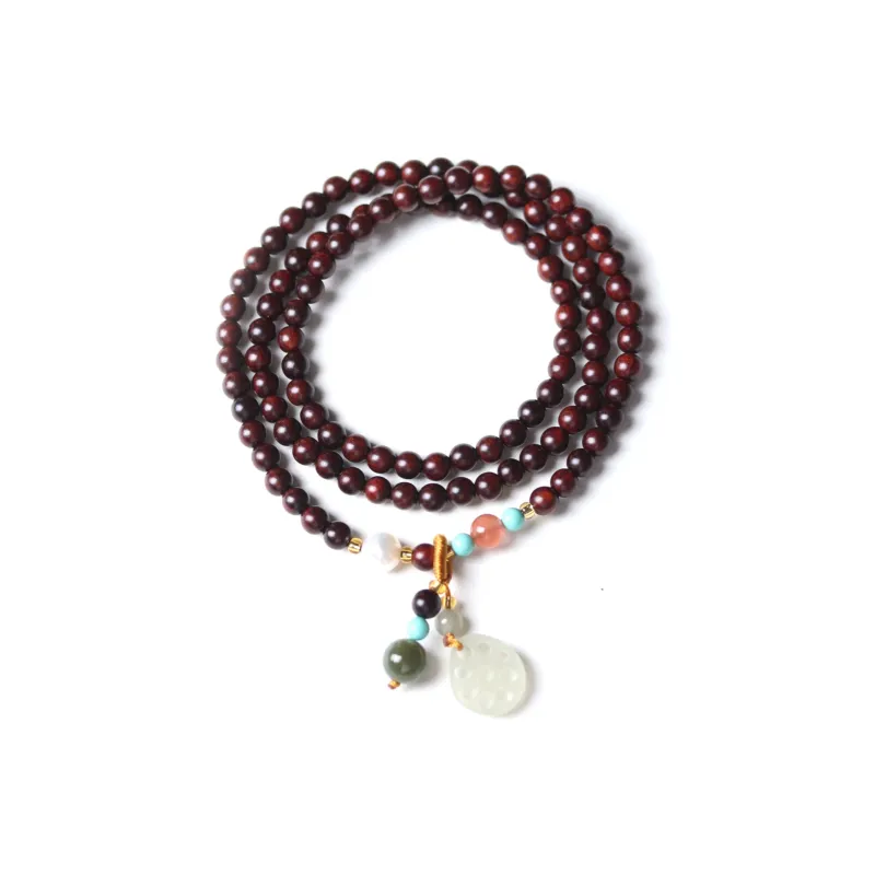 LINKY Laboratory Small Leaf Red Sandalwood Precious Wood Bracelets Unisex-0