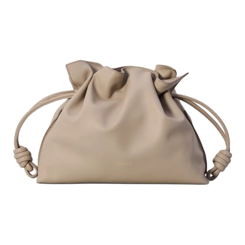 LOEWE Flamenco Napa Calf Leather Clutch Medium Size Women's Sand-0