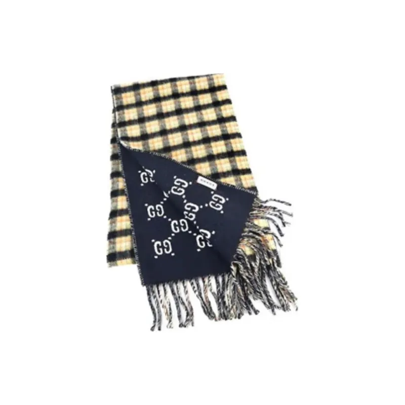 GUCCI Wool Knit Scarves Unisex Black-5