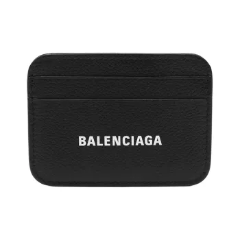 Balenciaga Cash Cow Leather Card Clip Card Holder Women's Black