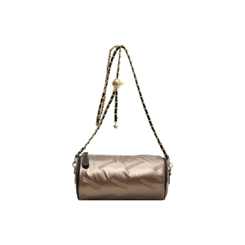 RUIPAI PU Cylinder Bag, Shoulder Bag Women's Black/Ecru/Champagne/Silver-13