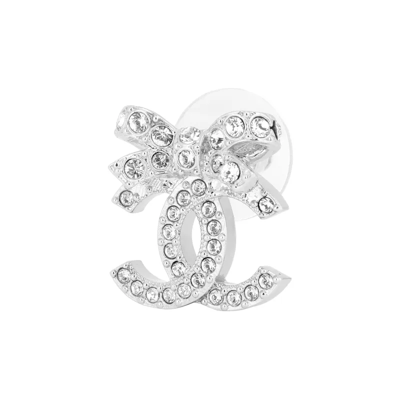 CHANEL Bow Tie Cc Logo Earrings-2