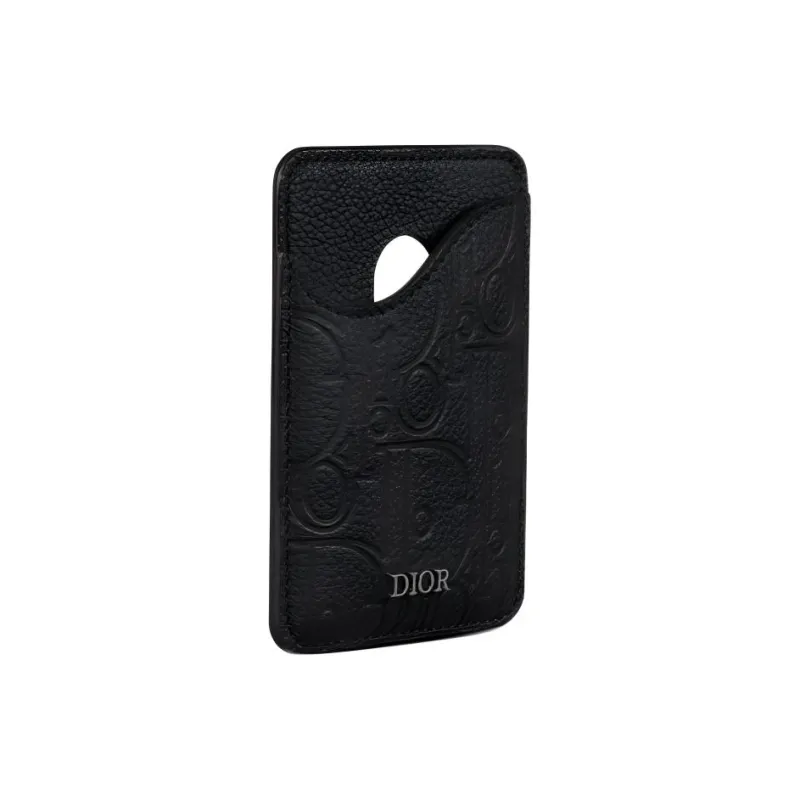 DIOR Gravity Print Effect Leather Card Holder Men's Black-1