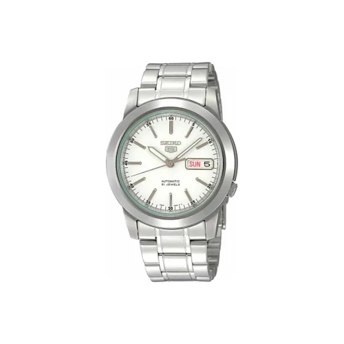SEIKO 5 Collection Automatic Mechanical Movement Stainless Steel Strap Watch 38mm Men's Watches White Dial