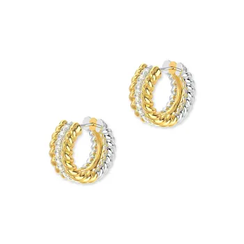 Mistova JEWELRY Eco Friendly Copper Gold Plated Inlaid Synthetic Zircon Knot Combination Hoop Earrings Women's