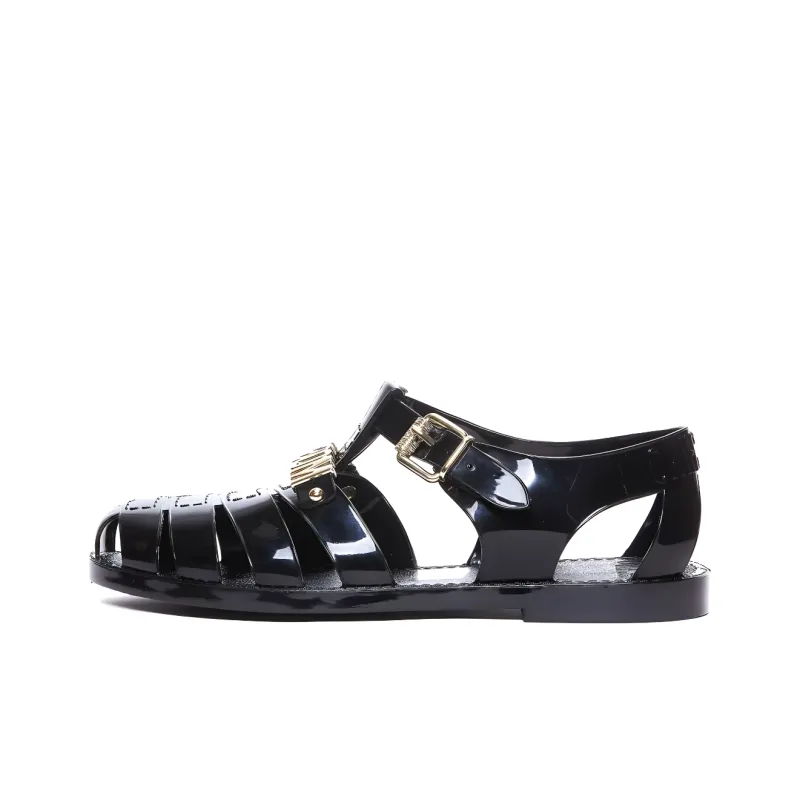 MOSCHINO Logo Lettering Round Toe Sandals-0