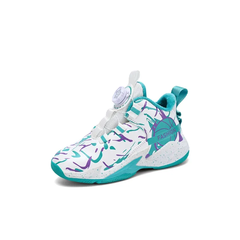 Wooden Rabbit Wear Resistant Breathable Lightweight Cushioning Warm Mid Top Children's Basketball Shoes Kids'-1