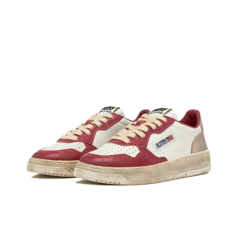 AUTRY BASKETS MEDALIST Anti Slip Wear Resistant Low Top Skateboard Shoes Women's White Red-2