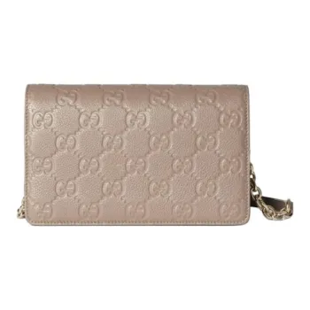 GUCCI Grained Leather Crossbody Bag Shoulder Bag Extra Mini Women's Taupe