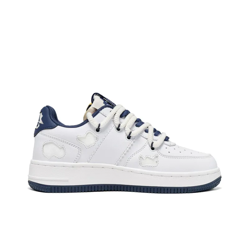 Kappa Back to Back Abrasion Resistant Slip Resistant Low Top Skateboard Shoes Women's White Blue-1
