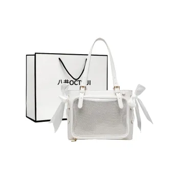 OCTSUI PU One Shoulder Crossbody Portable Tote Ita Bag Women's White/Black