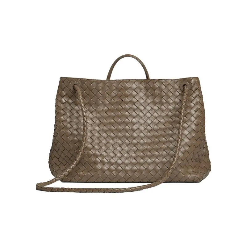 Bottega Veneta Andiamo Series Lambskin One Shoulder Handbags Large Size Women's Pinecone Brown-2