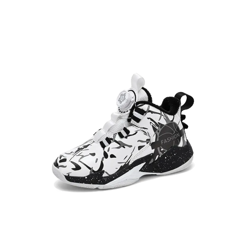 Wooden Rabbit Wear Resistant Breathable Lightweight Cushioning Warm Mid Top Children's Basketball Shoes Kids'-11