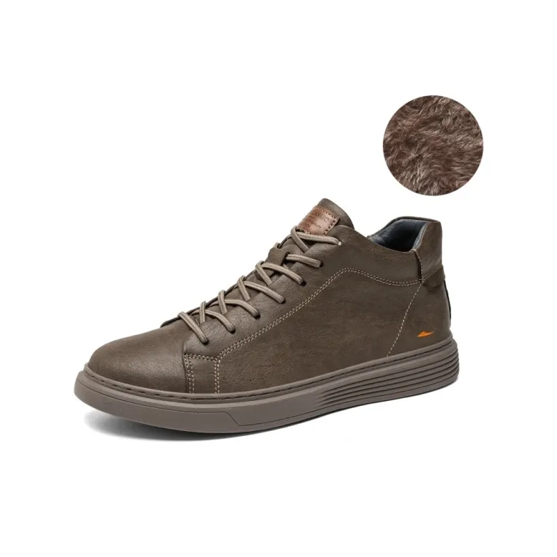 Kuding Skateboard Shoes Men Mid Top Black/Beige/Brown-20
