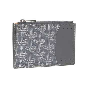 GOYARD Canvas With Calfskin Card Holder Unisex Gray