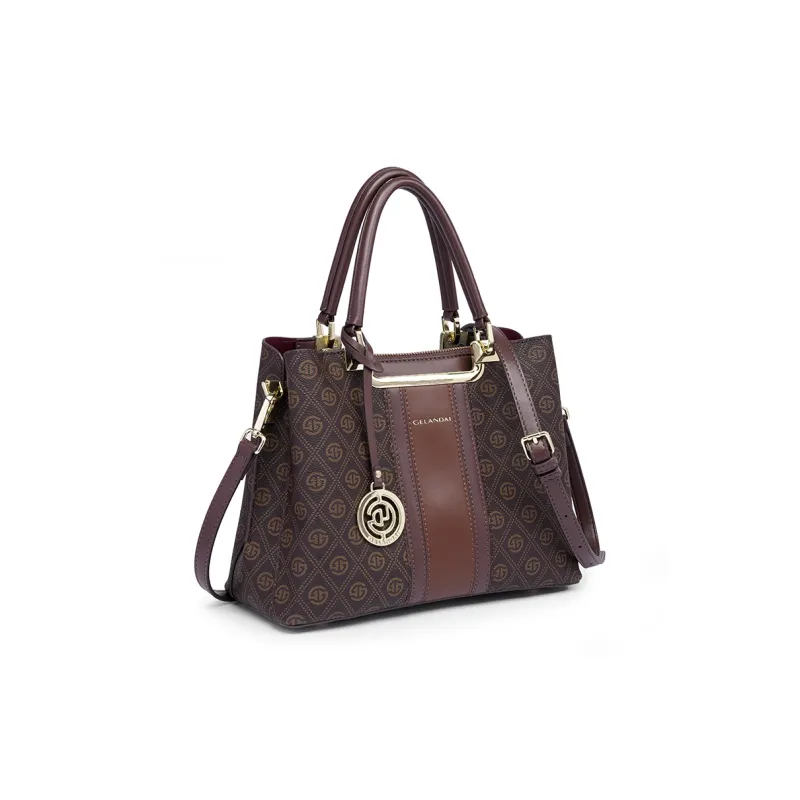 GELANDAI PVC Women's Crossbody Bag Handbag Women's Coffee/Gray Color-6