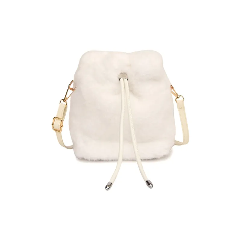 LUVISTRUE Fuzzy Fabric Shoulder Bag Crossbody Bag Women's Dark Khaki/Light Khaki/White/Pink-14