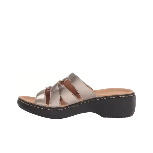 Clarks Slide Slippers Women's Gray Gold