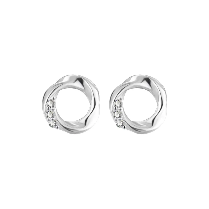 Hi There S999 Silver Stud Earrings Women's-0