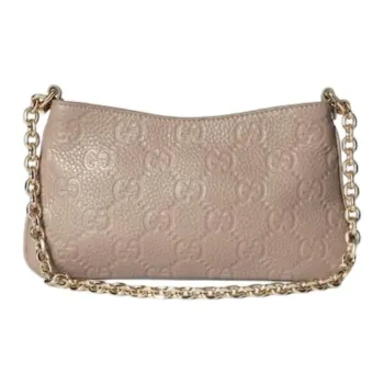 GUCCI Grained Leather Crossbody Bag Shoulder Bag Extra Mini Women's Taupe