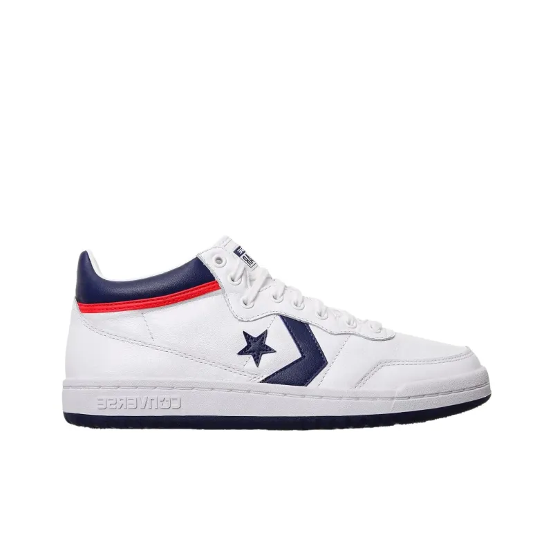 Converse Fastbreak Anti-Slip Wear-Resistant Mid-Top Skateboard Shoes Unisex White-1