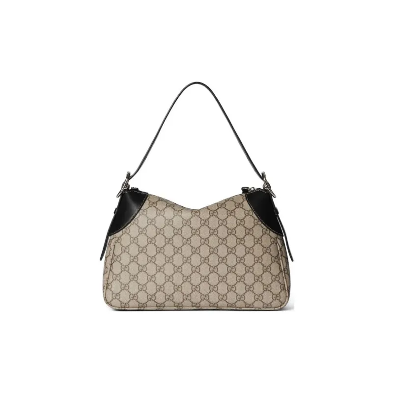 GUCCI Coated Fabric Handbag Shoulder Bag Small Size Women's Black & Dark Brown-4