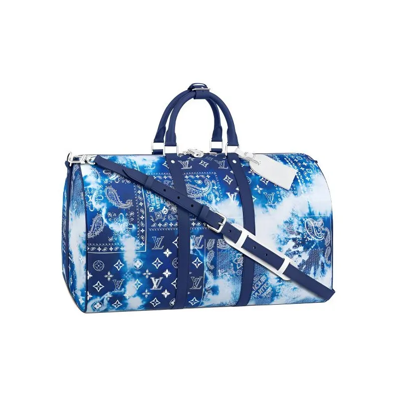 LOUIS VUITTON Keepall 50B Monogram Bandana Bleached Blue-0