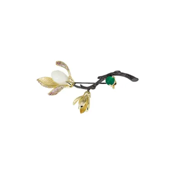 CHIMERA Hetian Jade Brooch Pale Greenish White Jade Women's