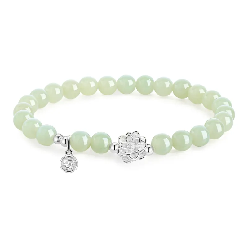 Lao Feng Xiang Hetian Jade Bracelets Green Jade Women's-0