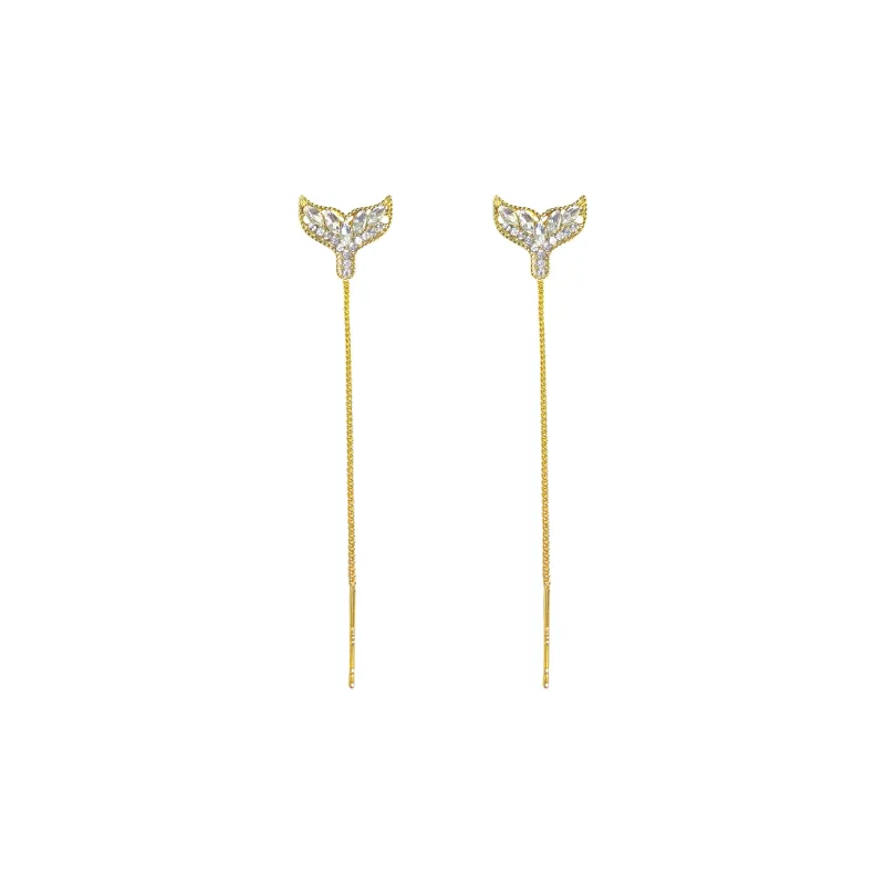 ERXI 925 Silver Needles Drop Earrings Women's-0