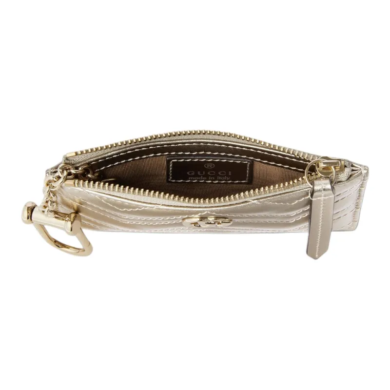 GUCCI GG Marmont Leather Key Pouch Women's Dark Gold-4