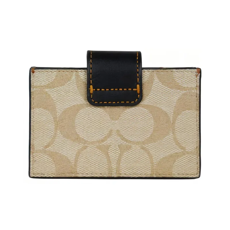 COACH Card Case Coated Canvas With Leather Card Holder Mini Women's Light Khaki-3