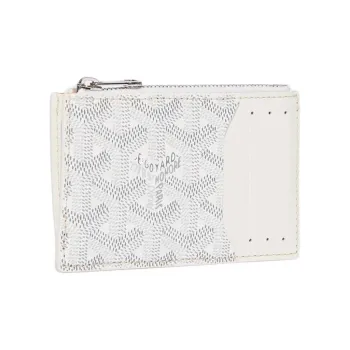 GOYARD Canvas With Calfskin Card Holder Unisex White