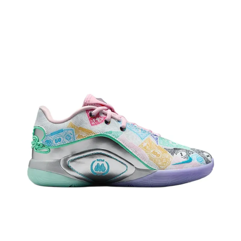 Nike LeBron 22 Cushioning, Wear Resistant Low Top Children's Basketball Shoes White Pink Blue Green Unisex-1