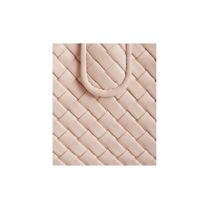 Bottega Veneta Sheepskin One Shoulder Crossbody Clutches Small Size Women's Carved Pink-4