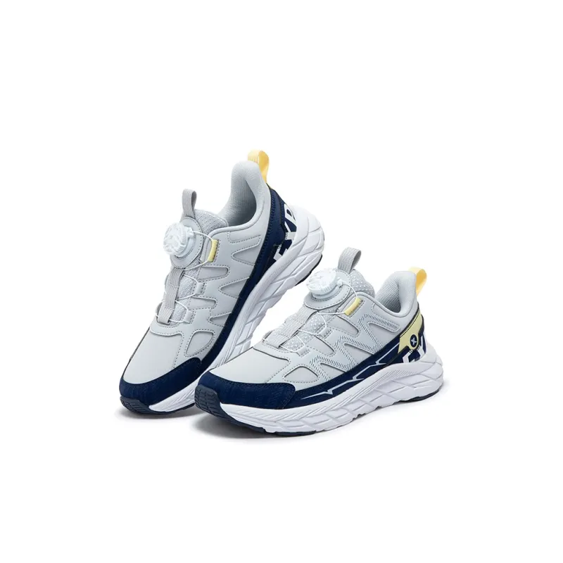 XTEP Anti Slip Wear Resistant Low Top Kids' Running Shoes Moonlight Gray Dark Blue Teenagers-4