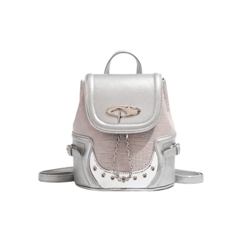 NOMK PU Handbag Backpack Regular Women's Dusty Pink/Classic Black-20
