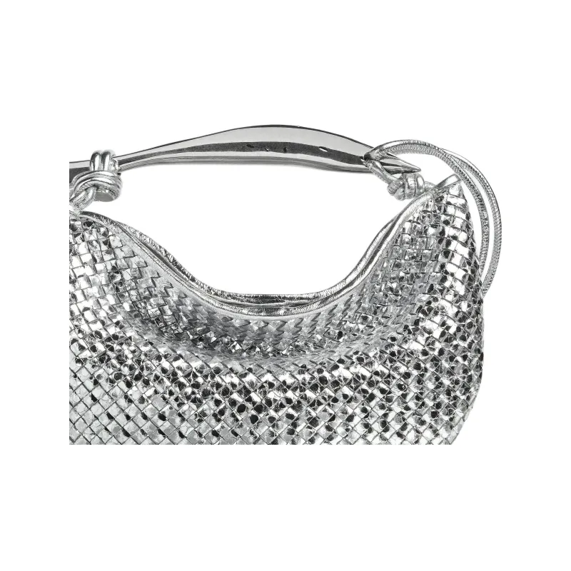 Bottega Veneta Goatskin Crossbody Bag, Shoulder Bag Women's Silver-4